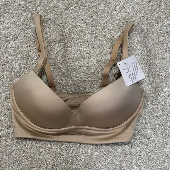 Haci Plunge Push Up Bra 34C Pull Over Beige - Picture 2 of 5